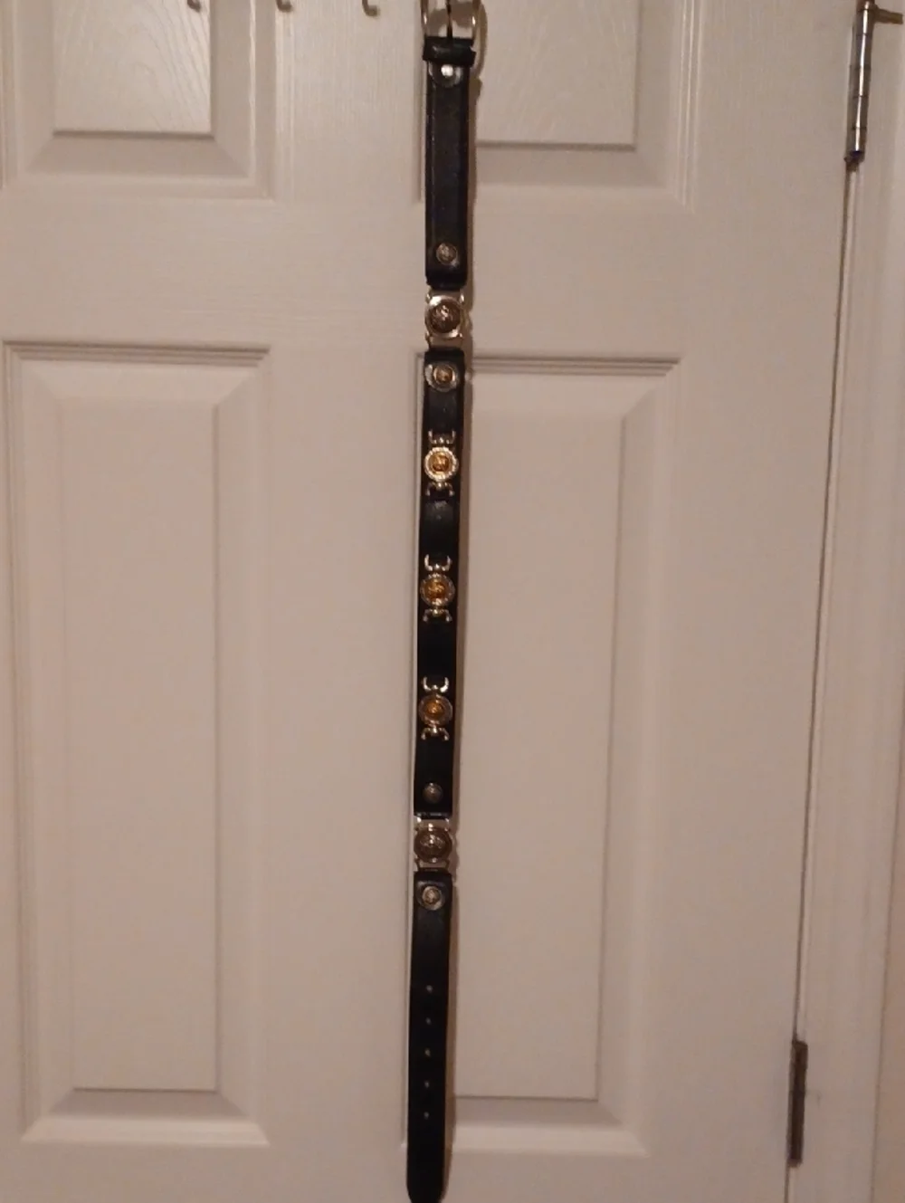 Women's Black Leather Medallion Belt